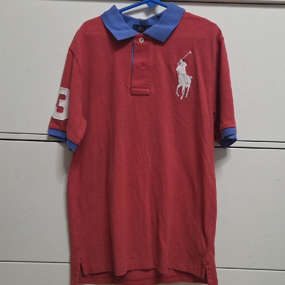 Polo by Ralph Lauren Coral Shirt with Periwinkle Collar